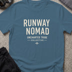 Runway Nomad T-Shirt in Indigo Blue, front view.