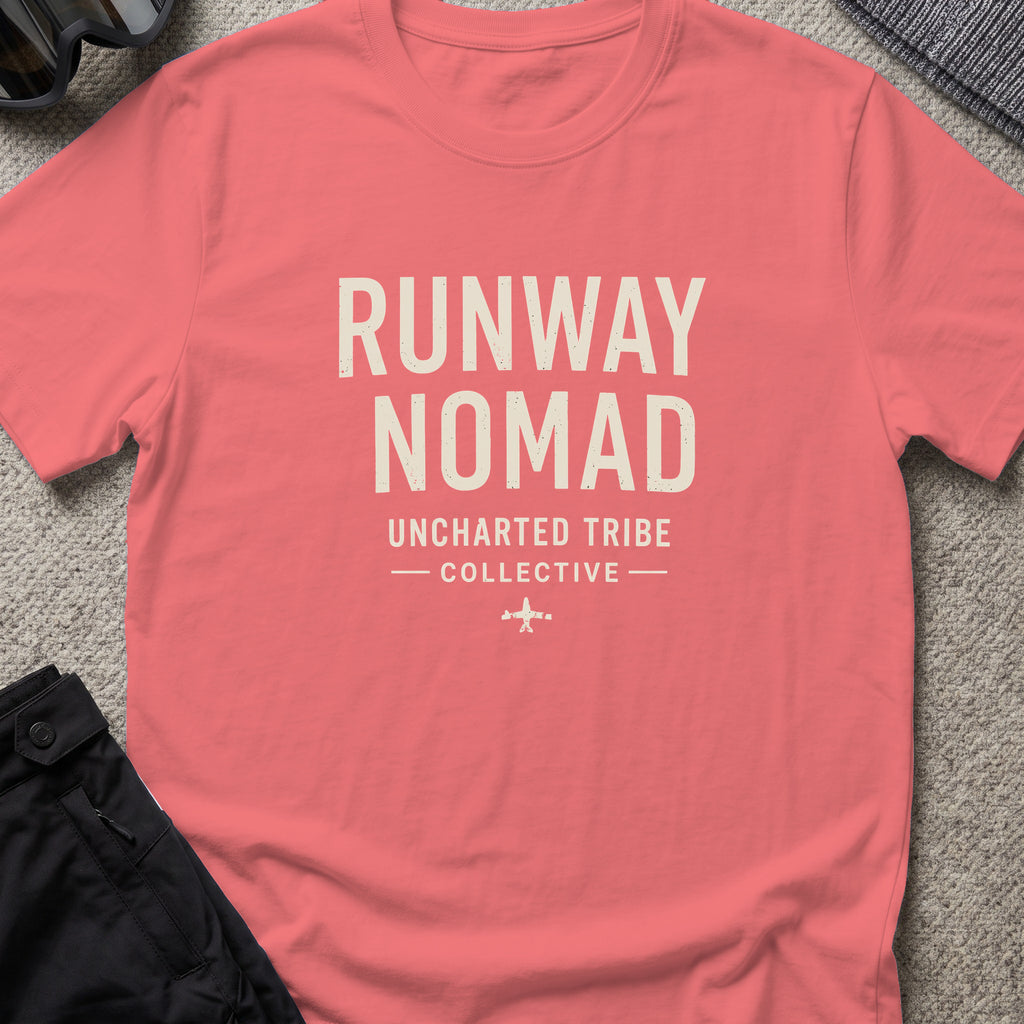 Runway Nomad T-Shirt in Coral Silk, front view.