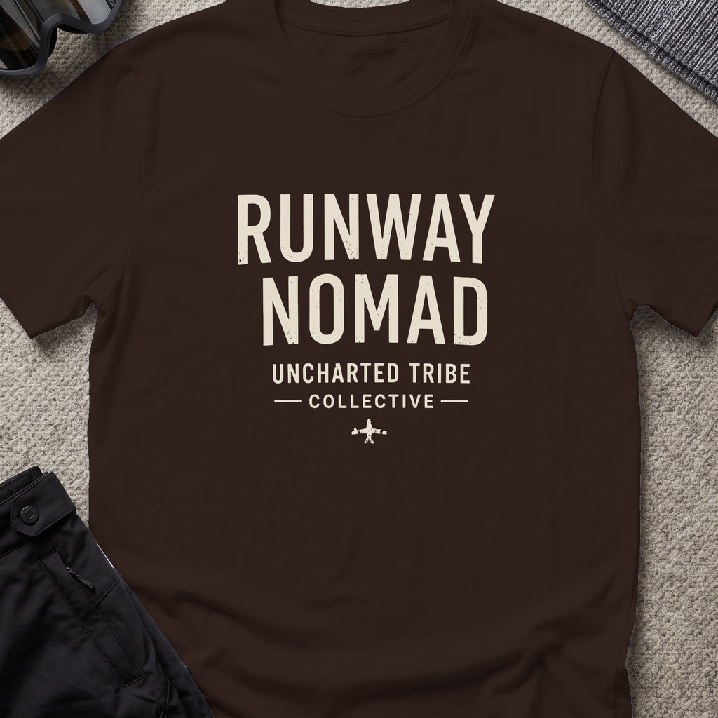 Runway Nomad T-Shirt in Dark Chocolate, front view.