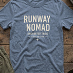 Runway Nomad T-Shirt in Heather Indigo, front view.