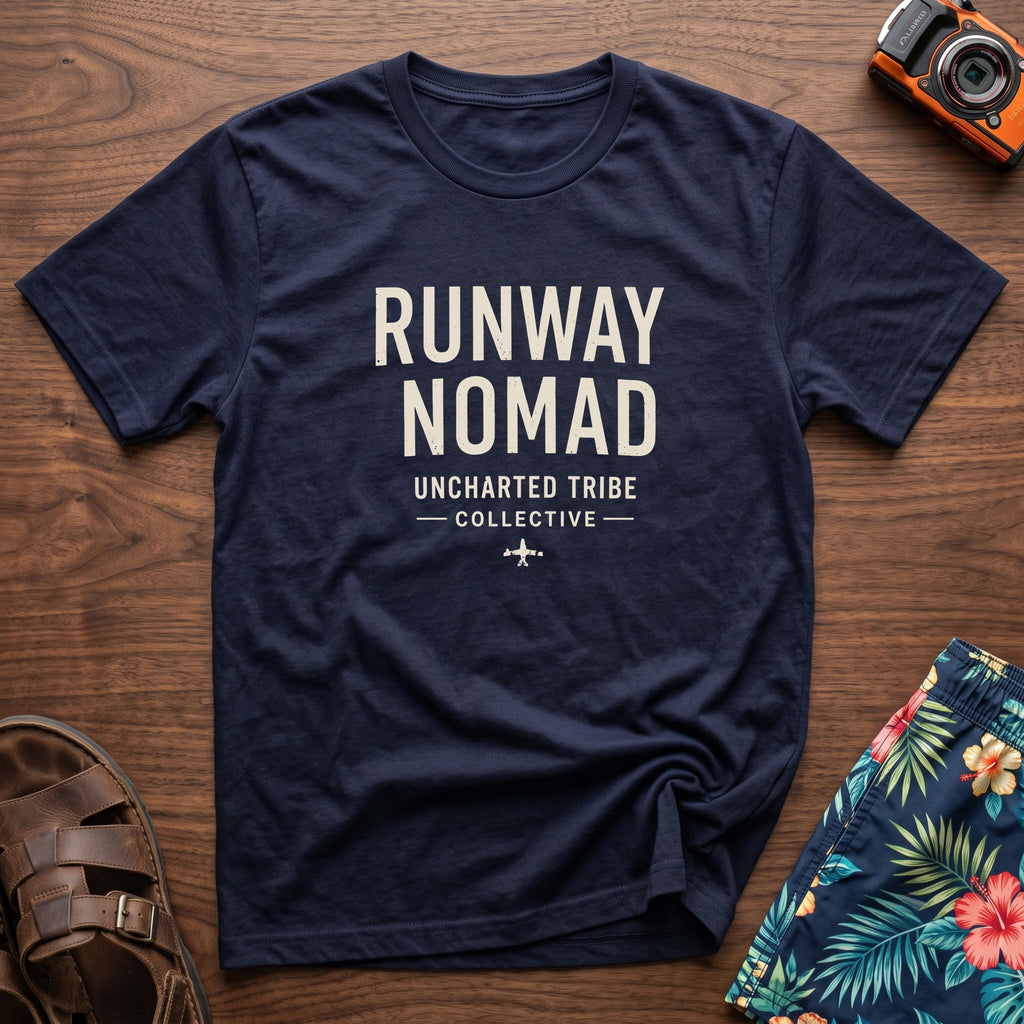 Runway Nomad T-Shirt in Navy, front view.