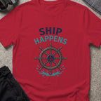Ship Happens T-Shirt in Antique Cherry Red, front view.