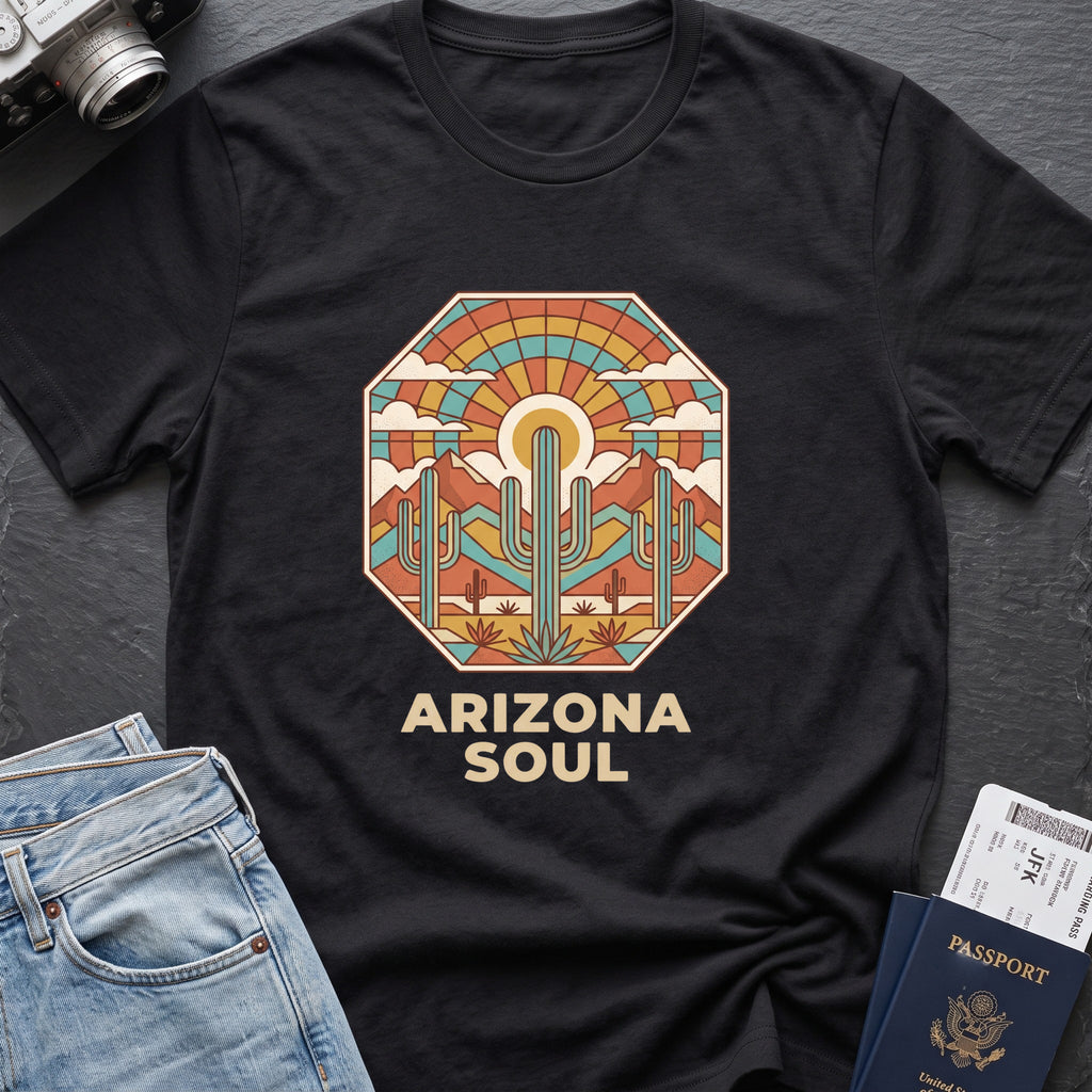 Arizona Soul T-Shirt in Black, front view.