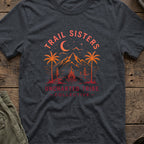 Trail Sisters T-Shirt in Dark Heather Grey, front view.