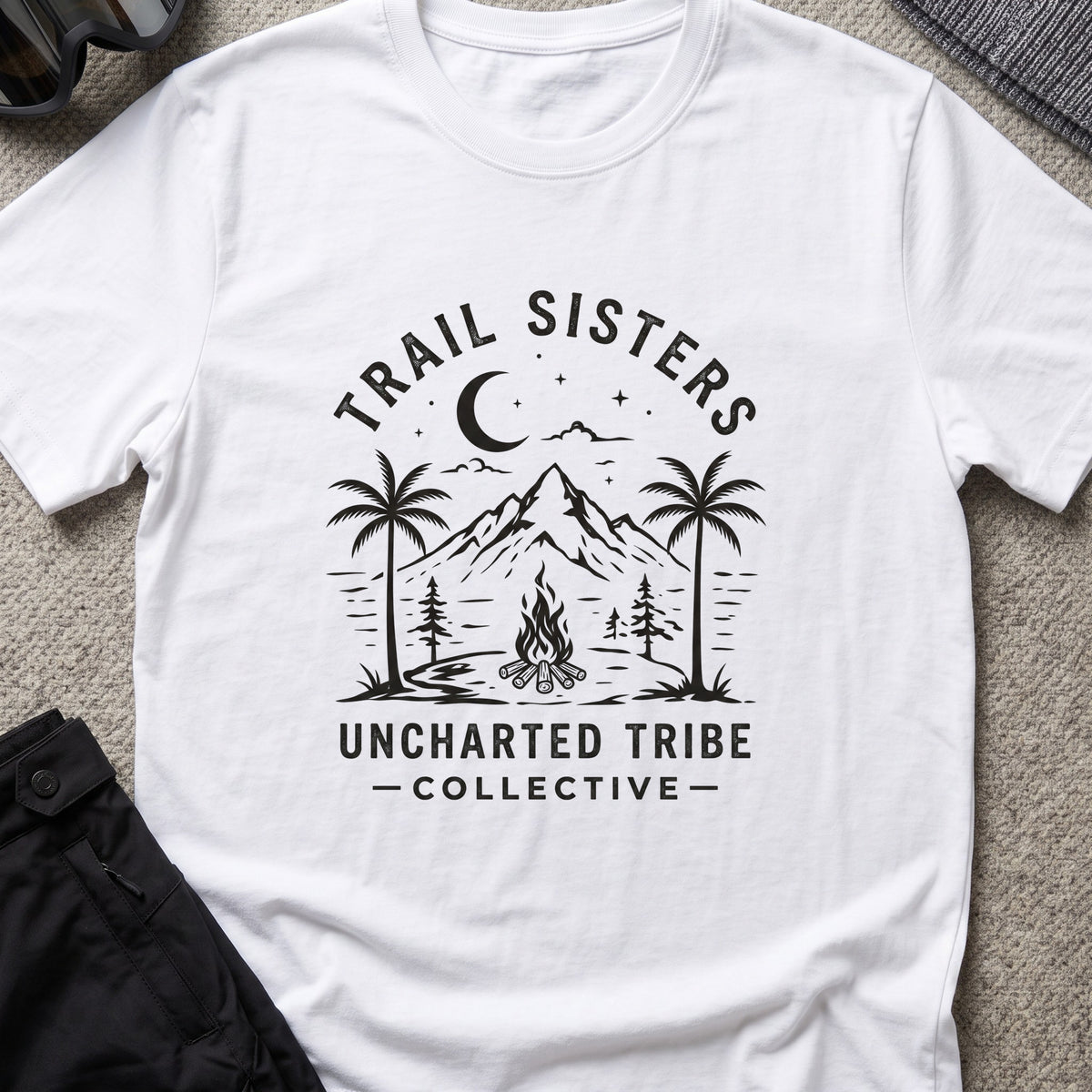 Trail Sisters T-Shirt in White, front view.