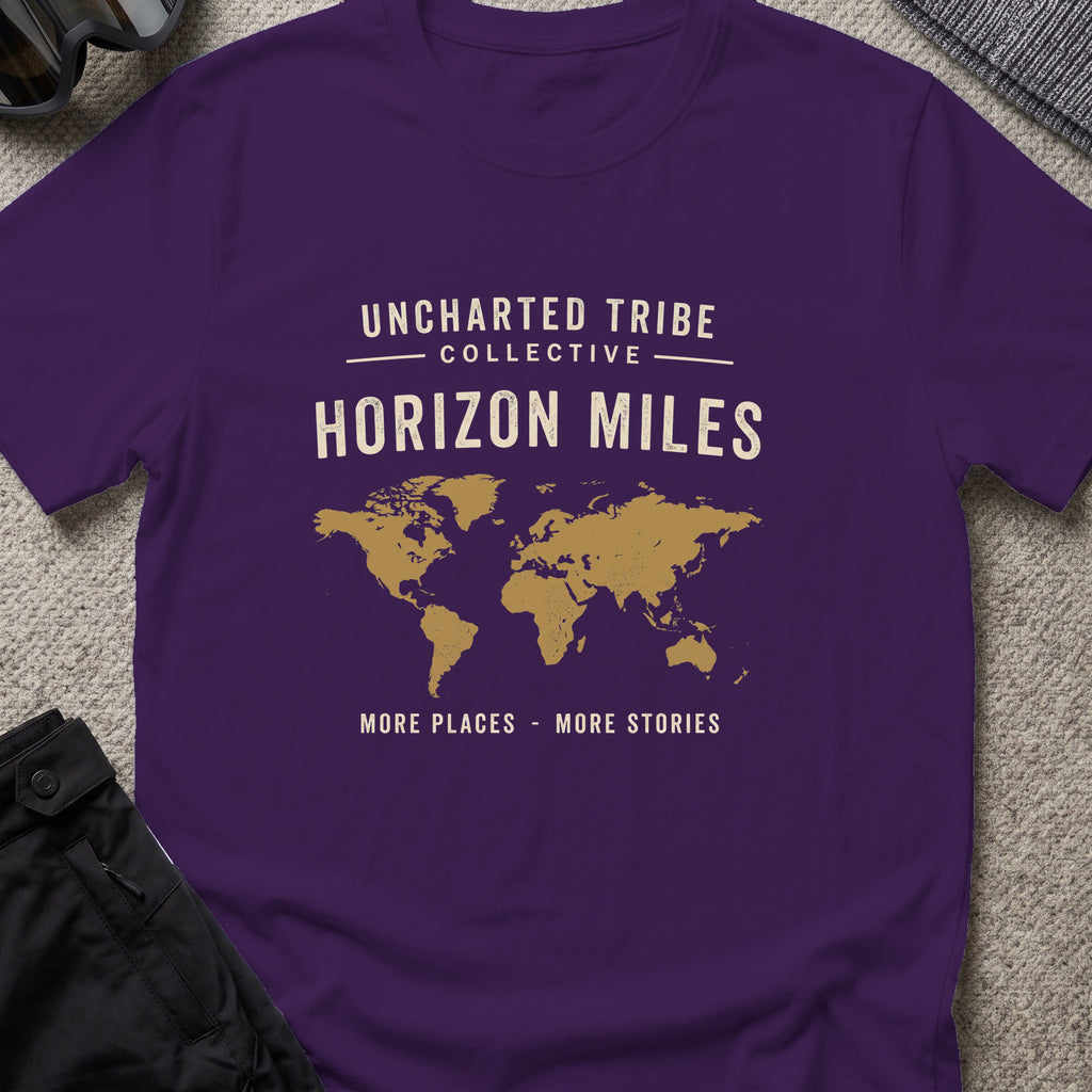 Horizon Miles T-Shirt in Purple, front view.