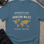 Horizon Miles T-Shirt in Indigo Blue, front view.