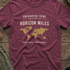 Horizon Miles T-Shirt in Heather Maroon, front view.