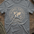 Uncharted Tribe Global Circuit T-Shirt in Graphite Heather, front view.