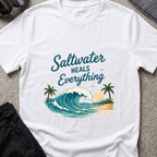 Saltwater Heals Everything T-Shirt in White, front view.