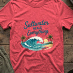 Saltwater Heals Everything T-Shirt in Heather Red, front view.