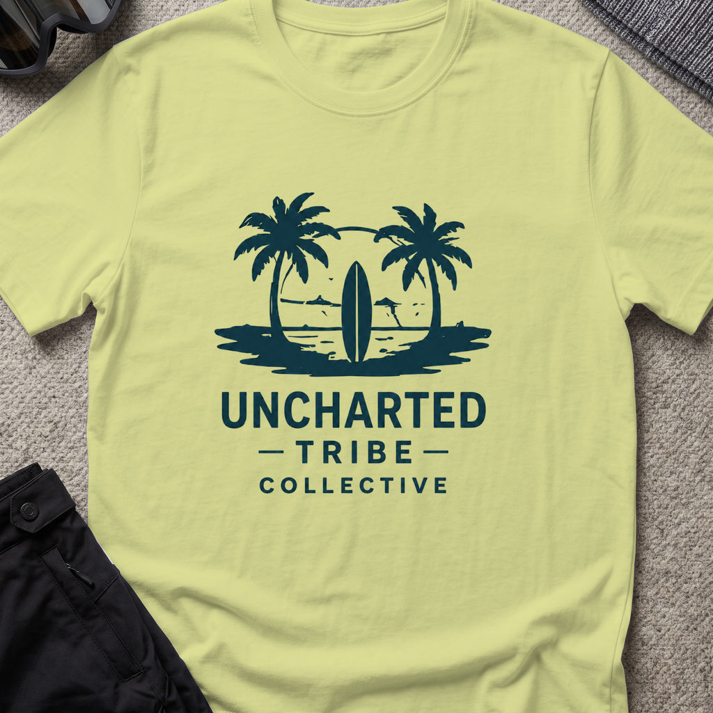 Uncharted Tribe Collective Surfer T-Shirt in Pistachio, front view.