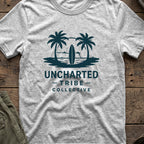 Uncharted Tribe Collective Surfer T-Shirt in Sport Grey, front view.