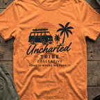 Home is Where We Park it T-Shirt in Heather Orange, front view.