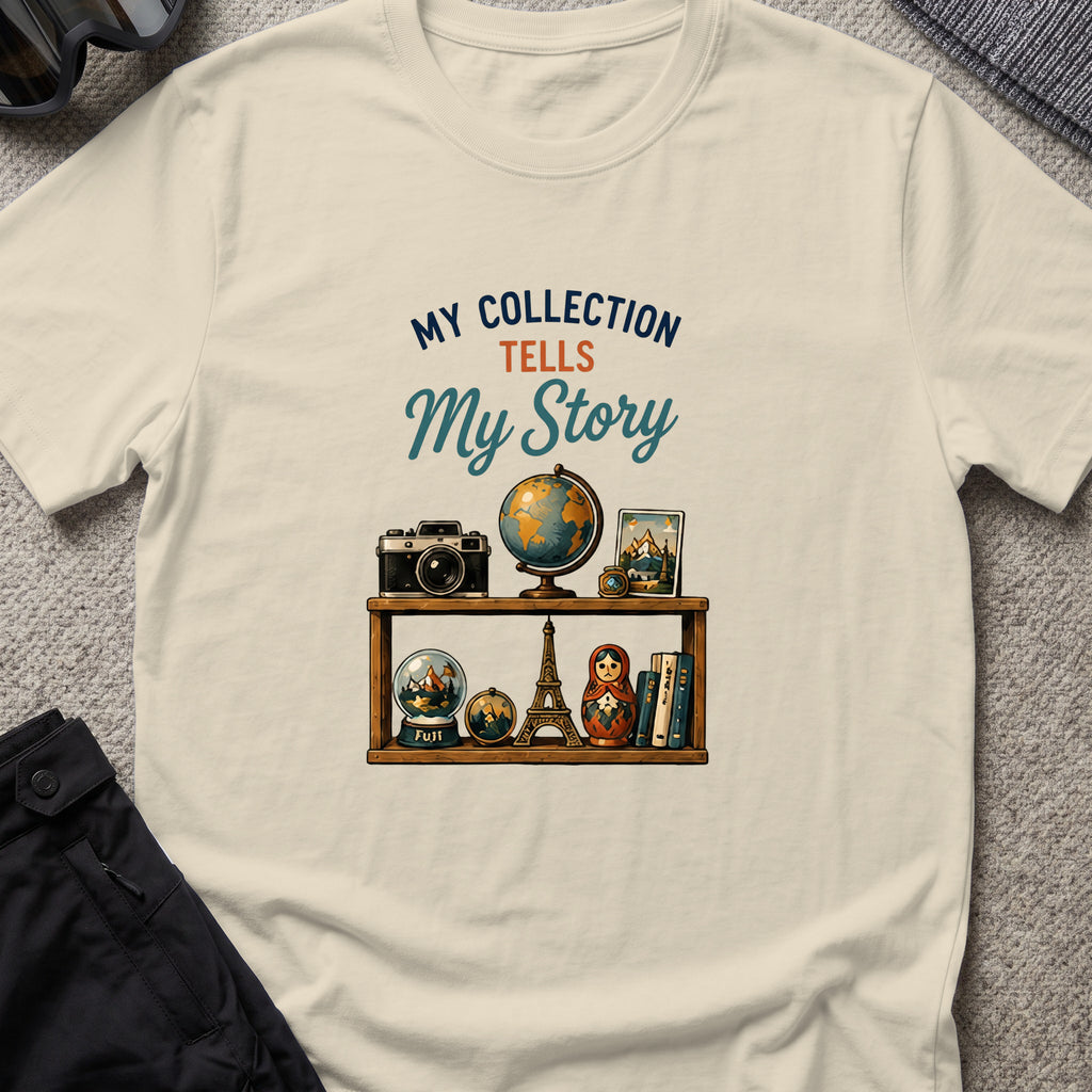 My Collection Tells My Story T-Shirt in Sand, front view.