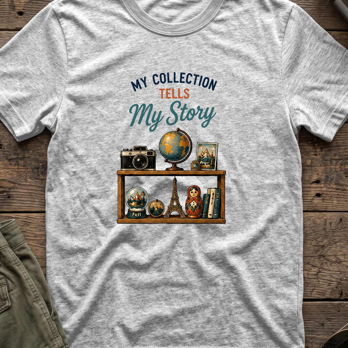 My Collection Tells My Story T-Shirt in Sport Grey, front view.