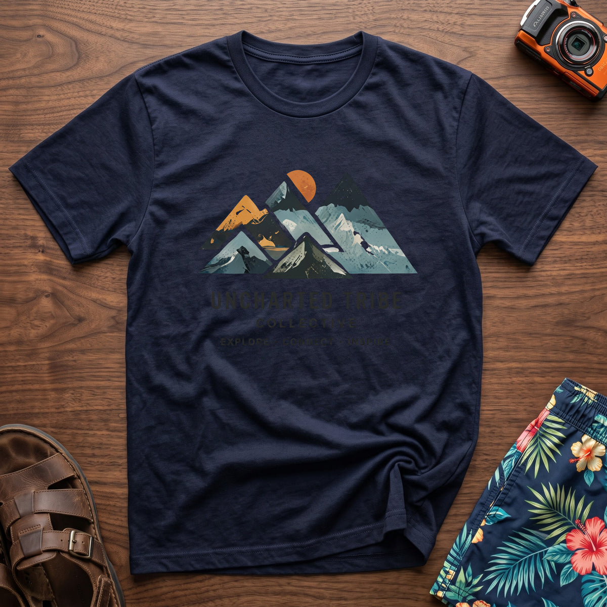 Connect and Inspire T-Shirt in Navy, front view.