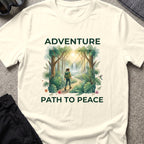 Adventure, Path to Peace T-Shirt in Natural, front view.