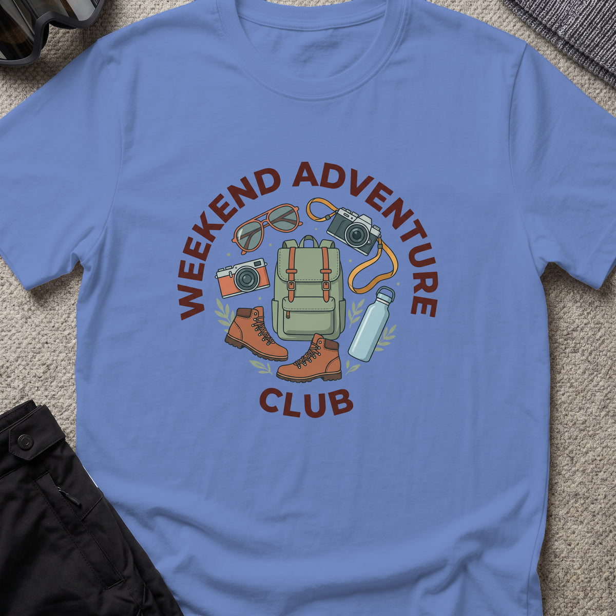 Weekend Adventure Club T-Shirt in Iris, front view.