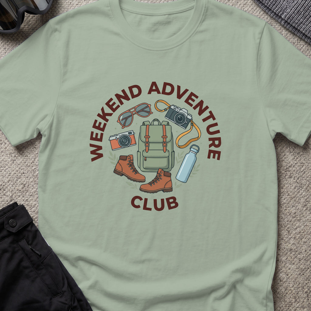 Weekend Adventure Club T-Shirt in Sage, front view.