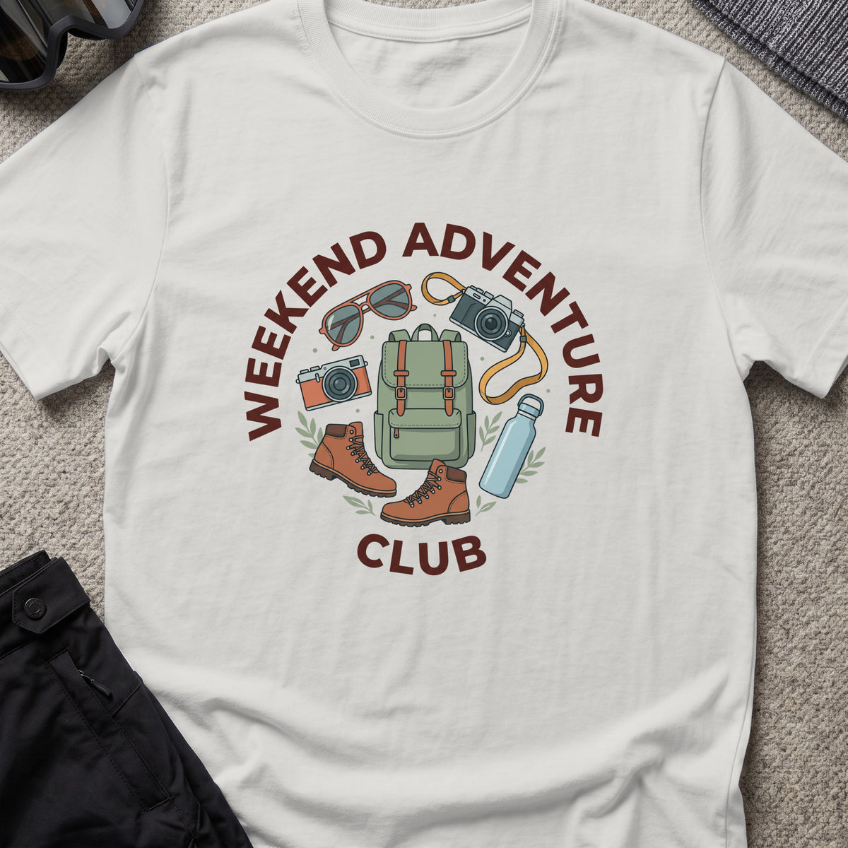 Weekend Adventure Club T-Shirt in Ice Grey, front view.