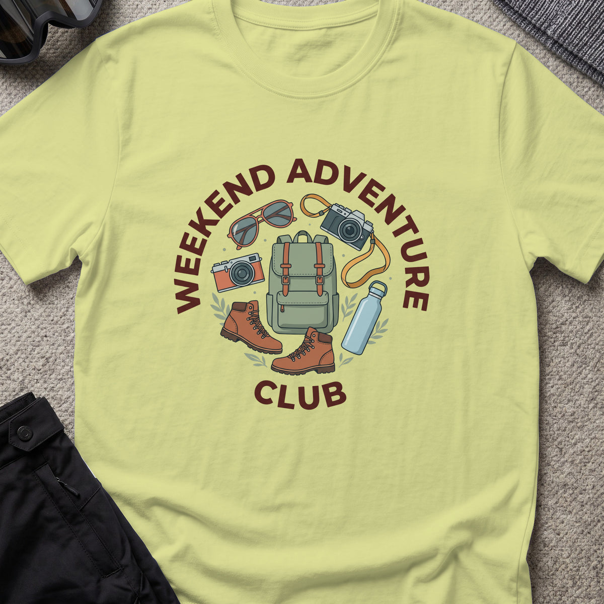 Weekend Adventure Club T-Shirt in Pistachio, front view.