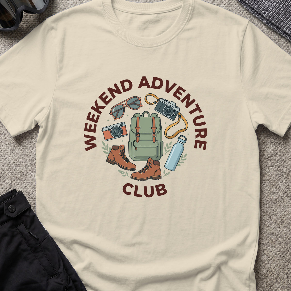 Weekend Adventure Club T-Shirt in Sand, front view.
