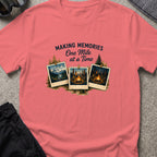 Making Memories One Mile at a Time T-Shirt in Coral Silk, front view.