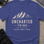 Uncharted Tribe Collective T-Shirt — Summit Wordmark in Metro Blue, front view.