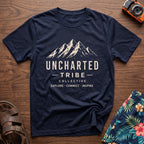 Uncharted Tribe Collective T-Shirt — Summit Wordmark in Navy, front view.