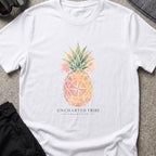 Uncharted Tribe Collective Unisex Pineapple T-Shirt in White, front view.