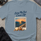 Living my Best Cruise Life T-Shirt in Stone Blue, front view.