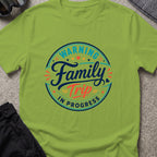 Family Trip in Progress T-Shirt in Kiwi, front view.