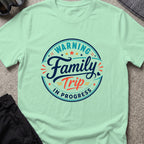 Family Trip in Progress T-Shirt in Mint Green, front view.