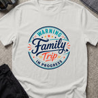 Family Trip in Progress T-Shirt in Ice Grey, front view.