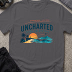 Wander Wide and Live Free T-Shirt in Charcoal, front view.