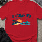 Wander Wide and Live Free T-Shirt in Cherry Red, front view.