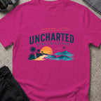 Wander Wide and Live Free T-Shirt in Antique Heliconia, front view.