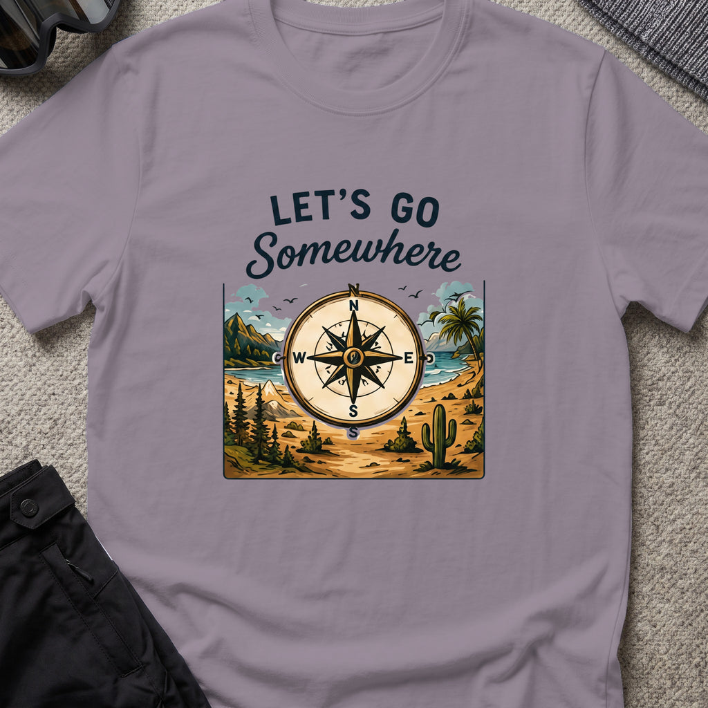 Let's Go Somewhere T-Shirt in Paragon, front view.