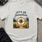 Let's Go Somewhere T-Shirt in Ice Grey, front view.