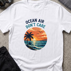 Ocean Air Don't Care T-Shirt in White, front view.