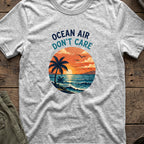 Ocean Air Don't Care T-Shirt in Sport Grey, front view.