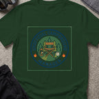 Unofficial Campground Manager T-Shirt in Forest Green, front view.