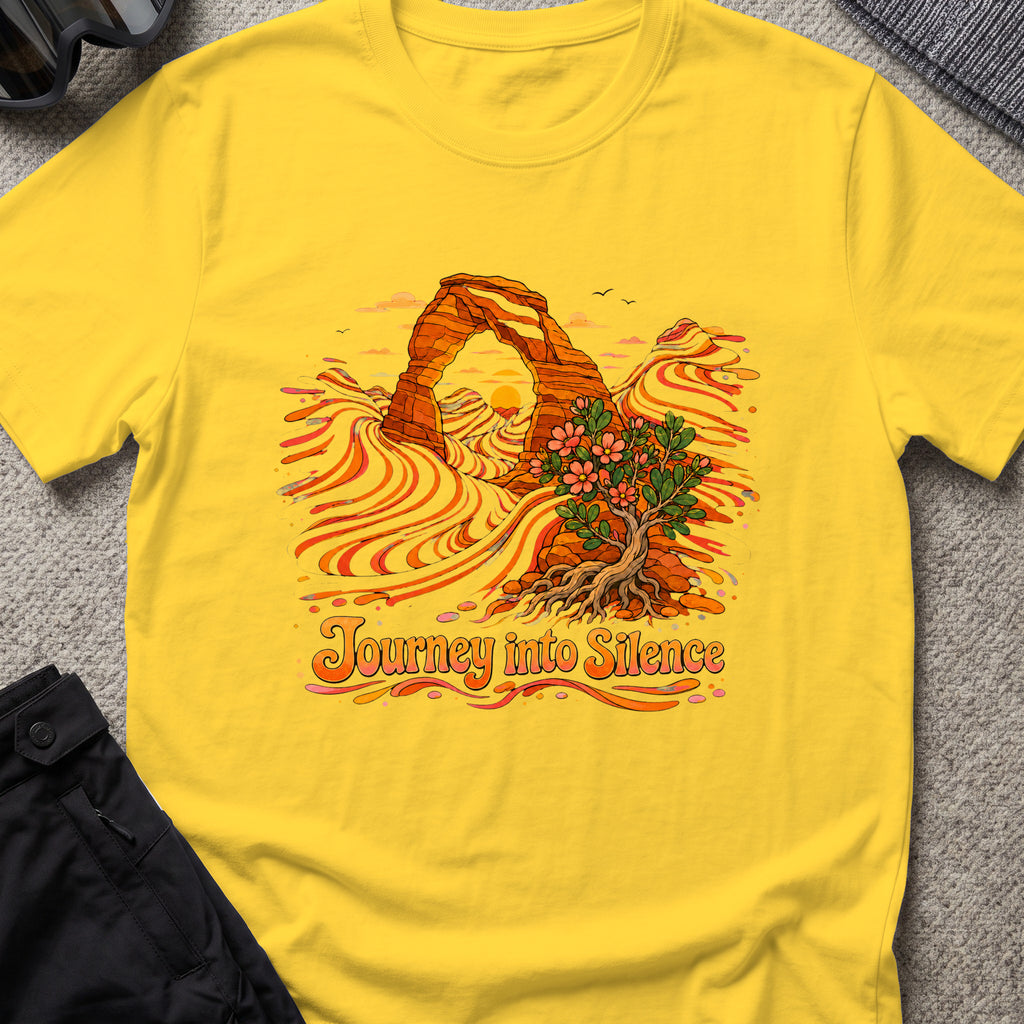 Journey Into Silence T-Shirt in Daisy, front view.