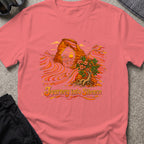 Journey Into Silence T-Shirt in Coral Silk, front view.