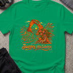 Journey Into Silence T-Shirt in Kelly Green, front view.