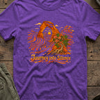 Journey Into Silence T-Shirt in Heather Purple, front view.