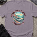 Windows Down Volume Up T-Shirt in Paragon, front view.