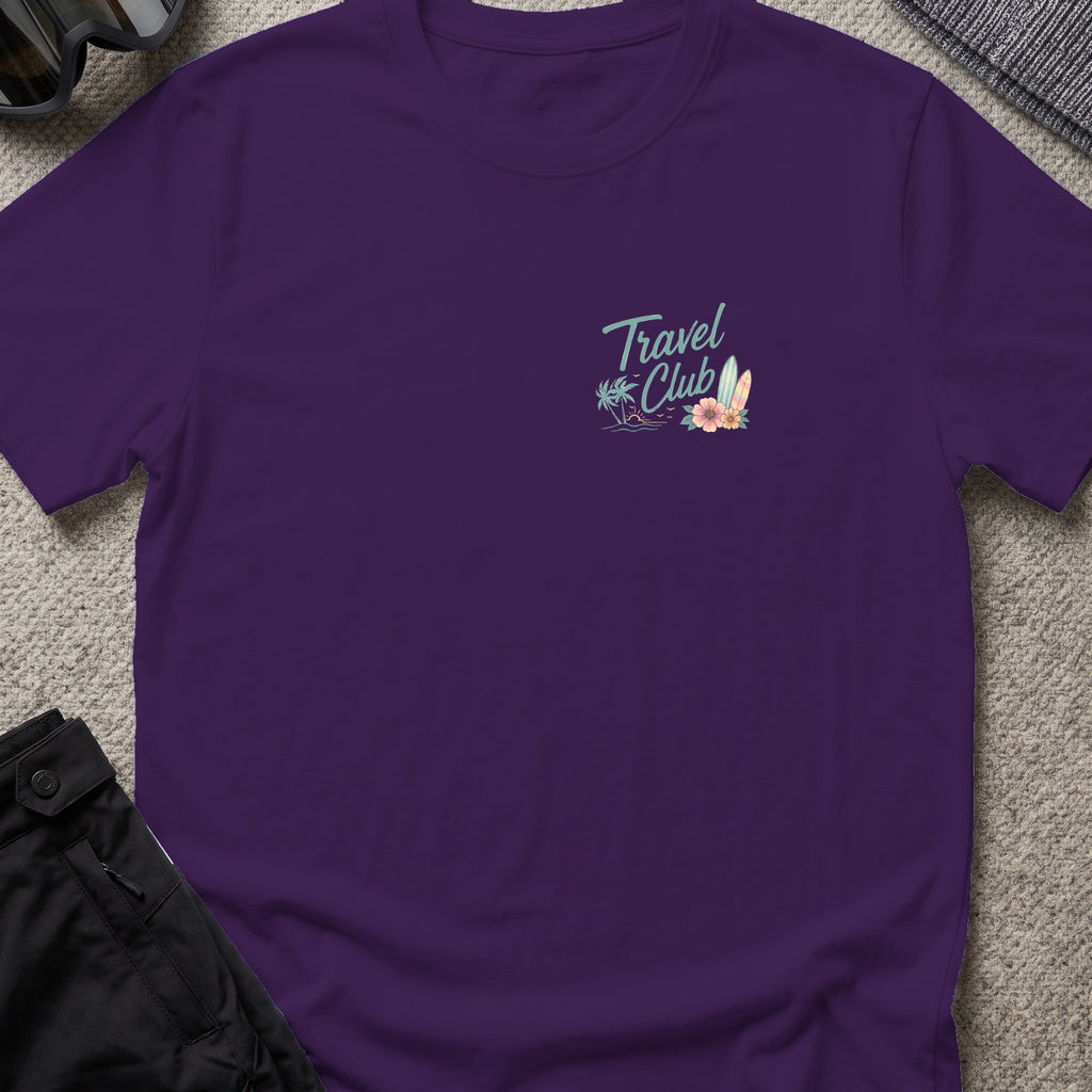 Travel Club T-Shirt in Purple, front view.