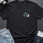Travel Club T-Shirt in Black, front view.